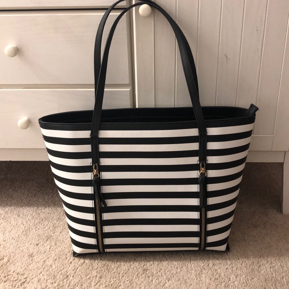 Striped Leather Tote